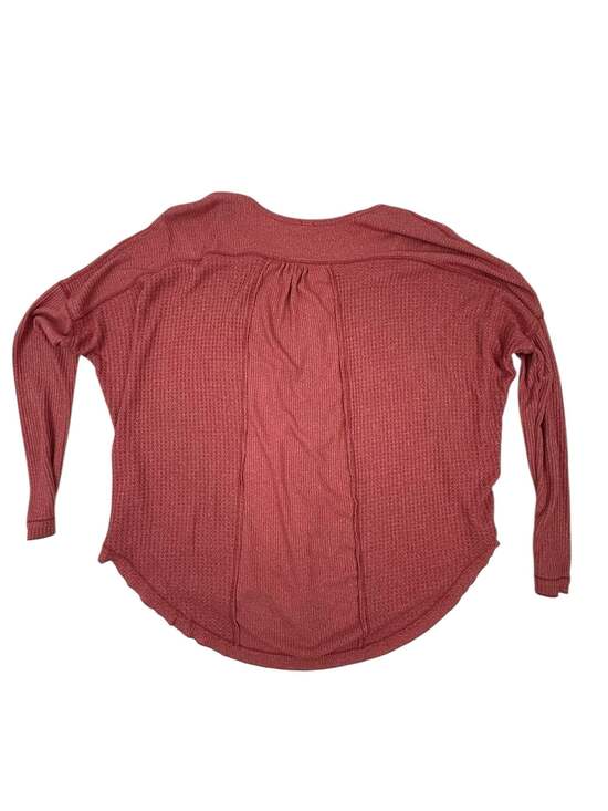 Free People Leo Oversized Waffle Knit Henley Thermal Top Rose Pink S - Picture 4 of 6